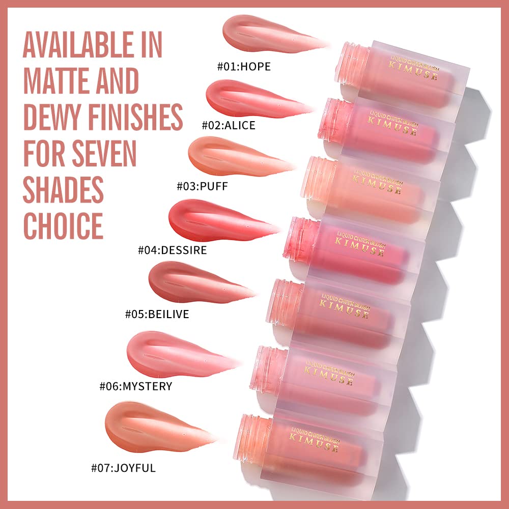 KIMUSE Maquillaje suave color crema, rubor líquido para mejillas, ligero, duradero, a prueba de manchas, aspecto natural, acabado húmedo