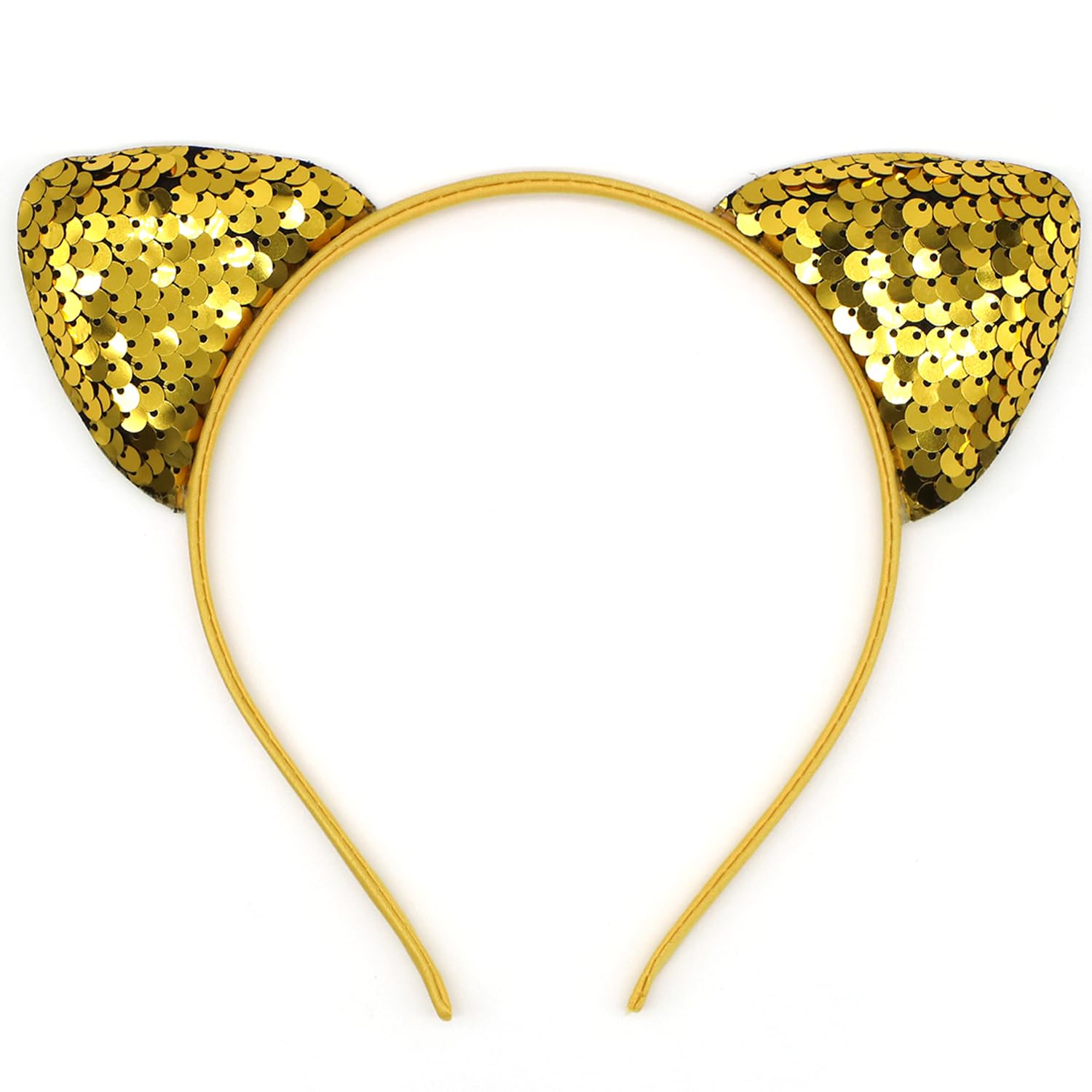Diadema reversible con orejas de gato con lentejuelas brillantes, diadema de gatito brillante, accesorios para el cabello para mujeres y niñas
