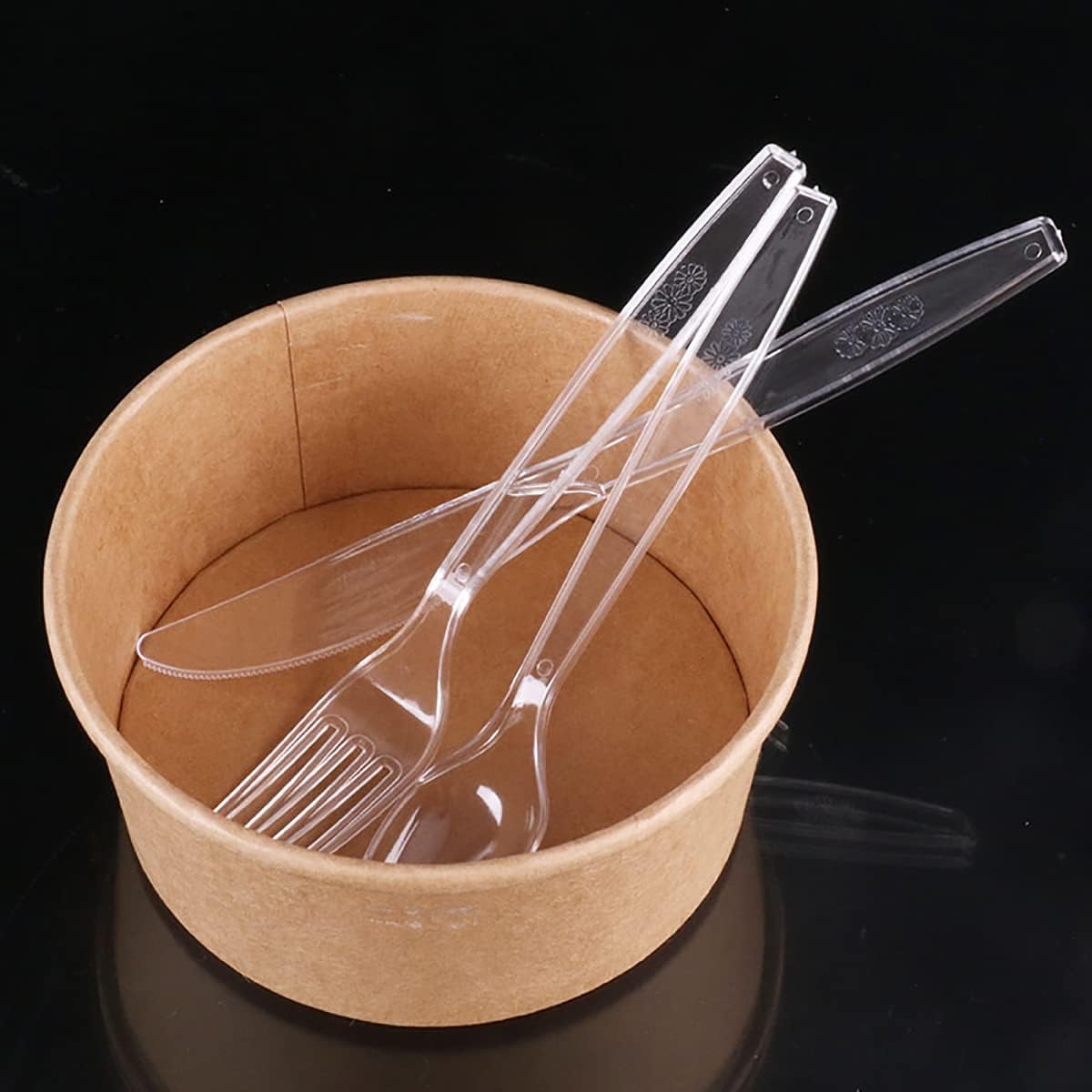 300 cubiertos de plástico transparente, tenedores de plástico pesado, cucharas, cuchillos, utensilios desechables para suministros de fiesta de