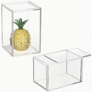 JUXYES Paquete de 2 vitrinas transparentes para mini figuras de acción, caja de exhibición de acrílico con puerta corredera, vitrina apilable cubo, JUXYES Paquete de 2 vitrinas transparentes para mini figuras de acción, caja de exhibición de acrílico con puerta corredera, vitrina apilable cubo,