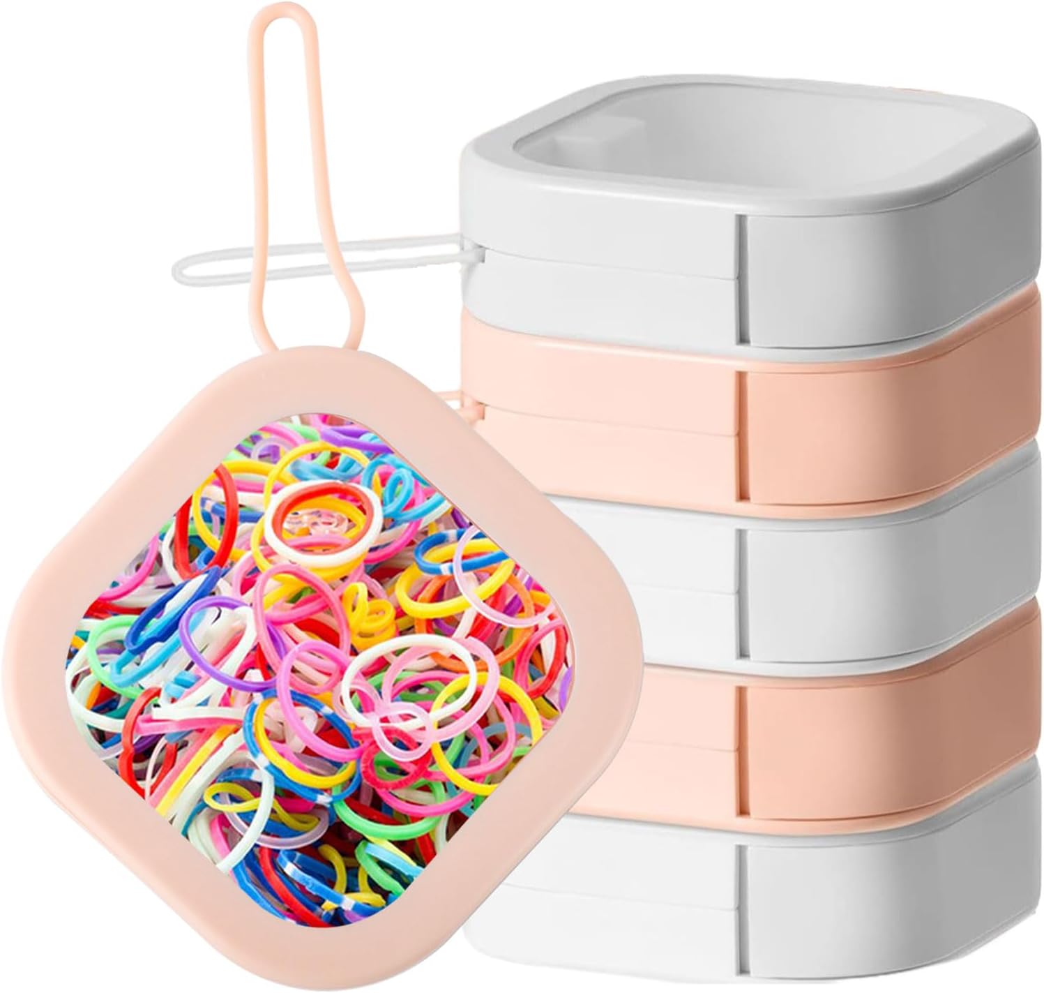 6 organizadores de cintas para el cabello, organizador de accesorios para el cabello, dispensador portátil de soporte de Qtip de viaje, caja de