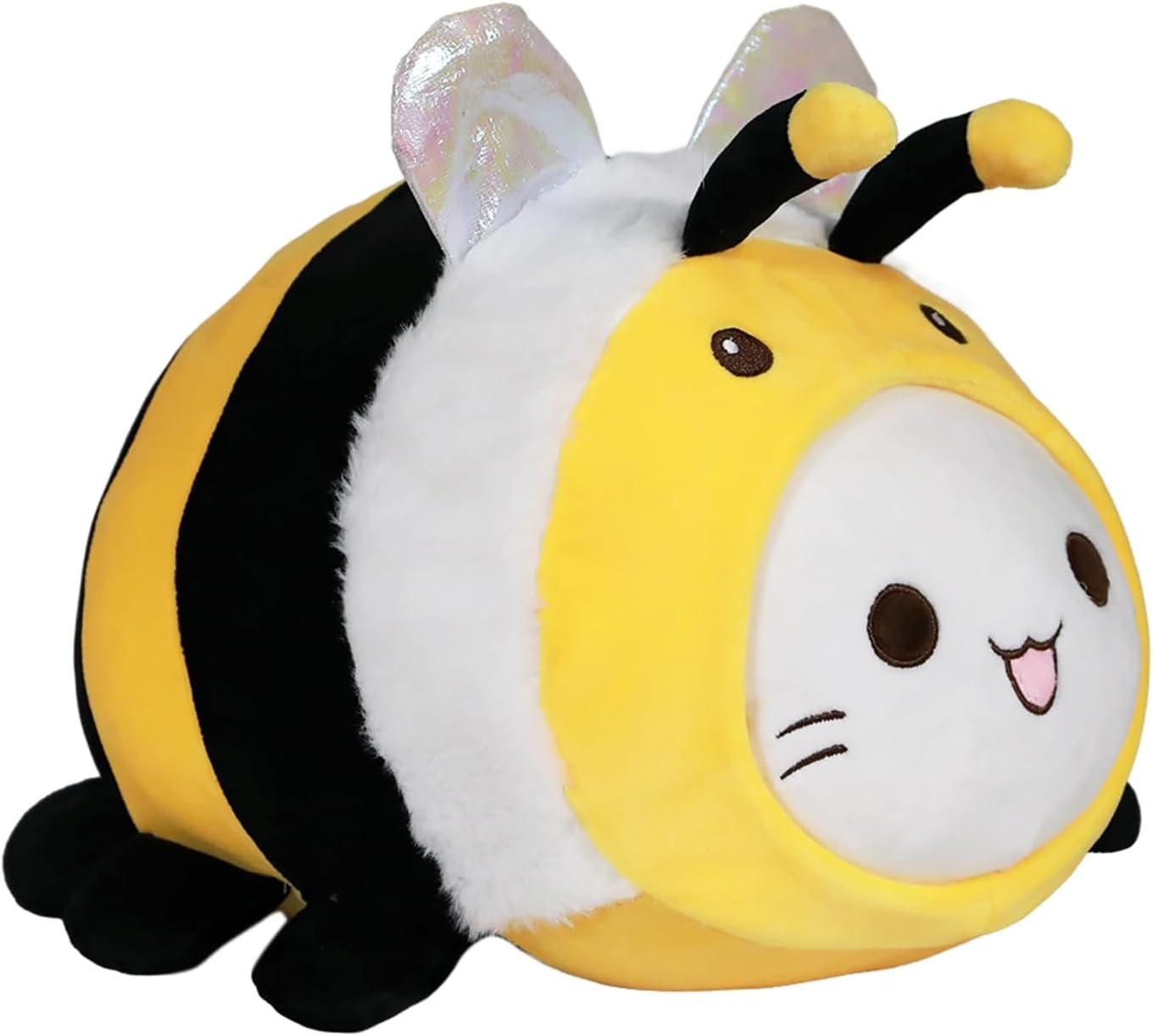 yayyayer Lindo juguete de peluche de abeja de gato, suave de 12 pulgadas, almohada de animales de peluche de abeja kawaii gato de peluche para
