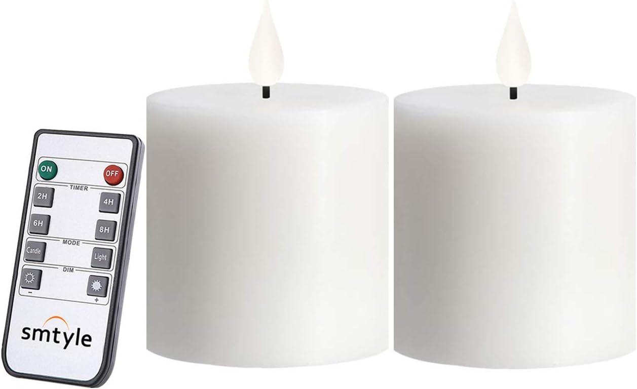 smtyle Juego de 2 velas parpadeantes sin llama blancas que funcionan con pilas para decoración del hogar, jardines votivos de cumpleaños al aire