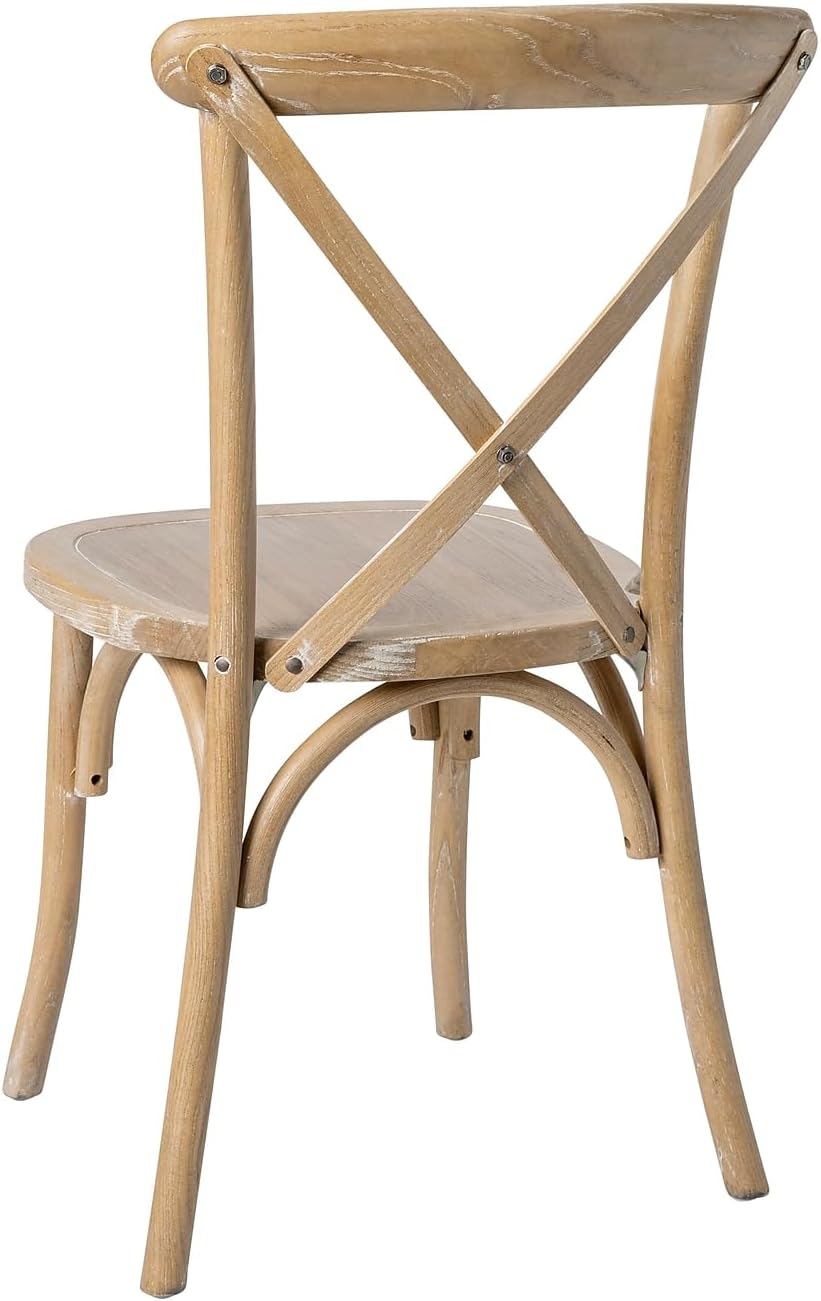 Flash Furniture Advantage Natural – Silla con respaldo en X de grano blanco