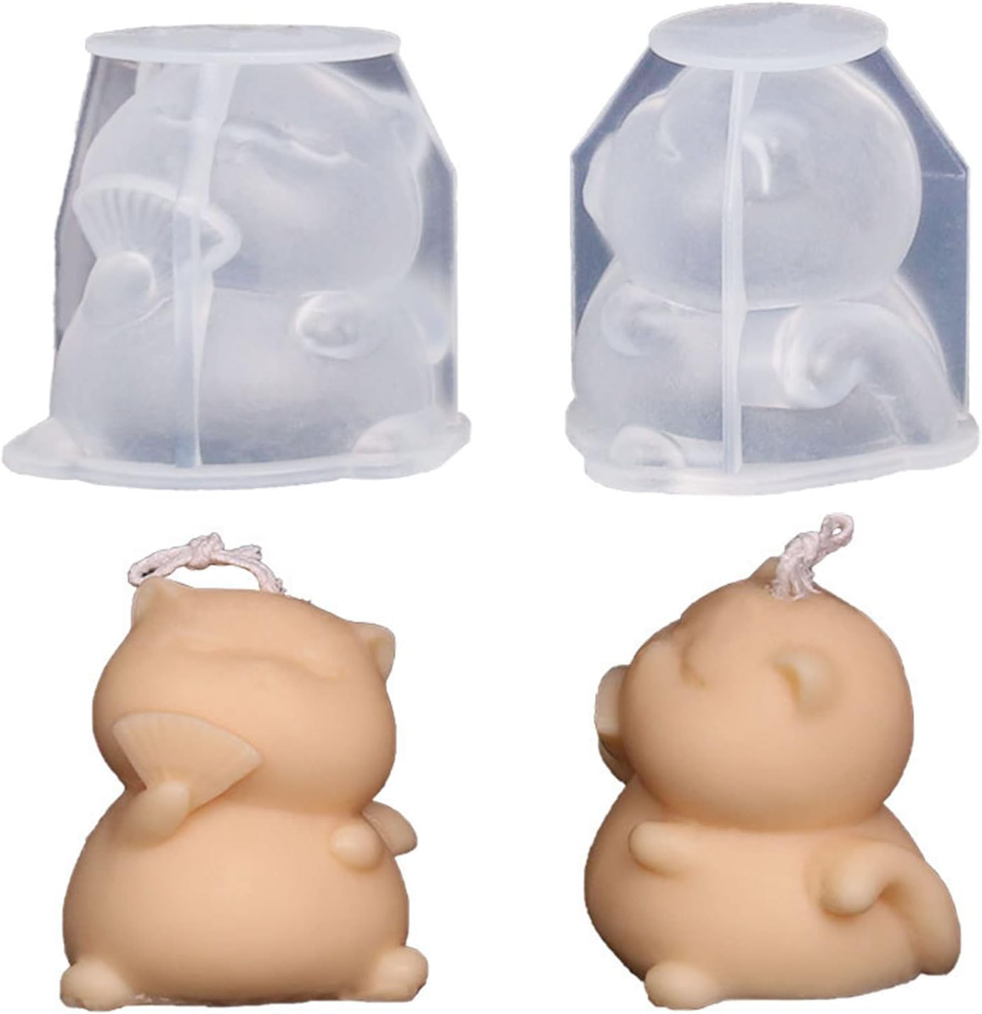 Fan-Holding Cat Cake Decoration Moulds DIY Chocolate Epoxy Mold Manual Candle Aromath Soap Molds for Decorations Fan-Holding Cat Soap Molds