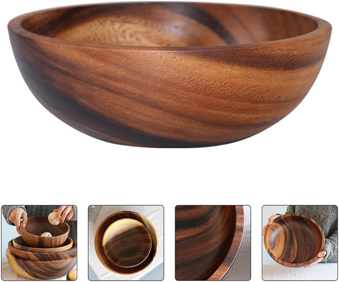Cabilock Ensaladera de madera recipiente de postre contenedor de almacenamiento titular de madera ensaladera tazón de ensalada 20X7.5CM