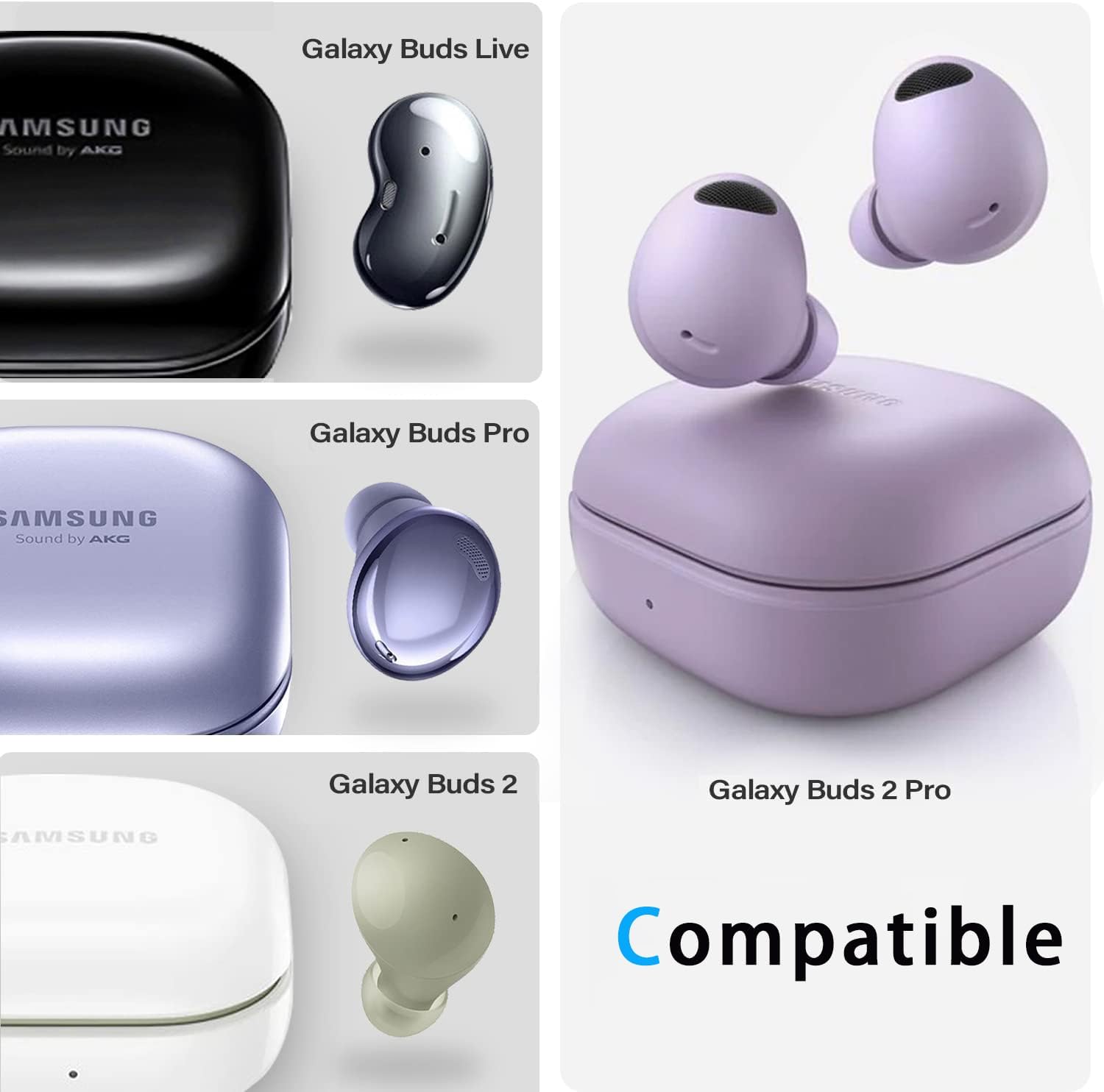 (con bloqueo seguro) Funda transparente de fibra de carbono para Samsung Galaxy Buds FE (2023) Galaxy Buds 2 Pro (2022)Galaxy Buds Pro (2021)Galaxy