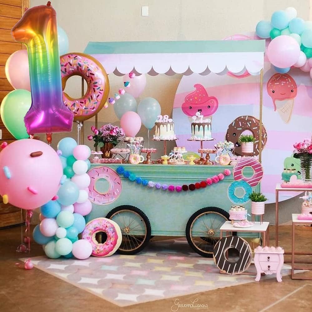 TONIFUL Globo de gelatina arcoíris de 40 pulgadas, decoración de fiesta de cumpleaños del 0 al 9, globo digital de números grandes de Mylar de