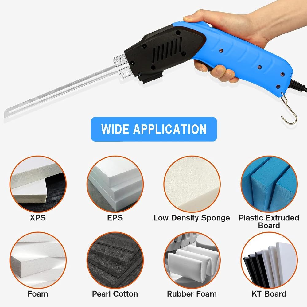 Cortador de espuma eléctrico refrigerado por aire, herramienta de corte de espuma de poliestireno con 4 cuchillas para EPP, EPS, XPS, EVA, EPE, PU,