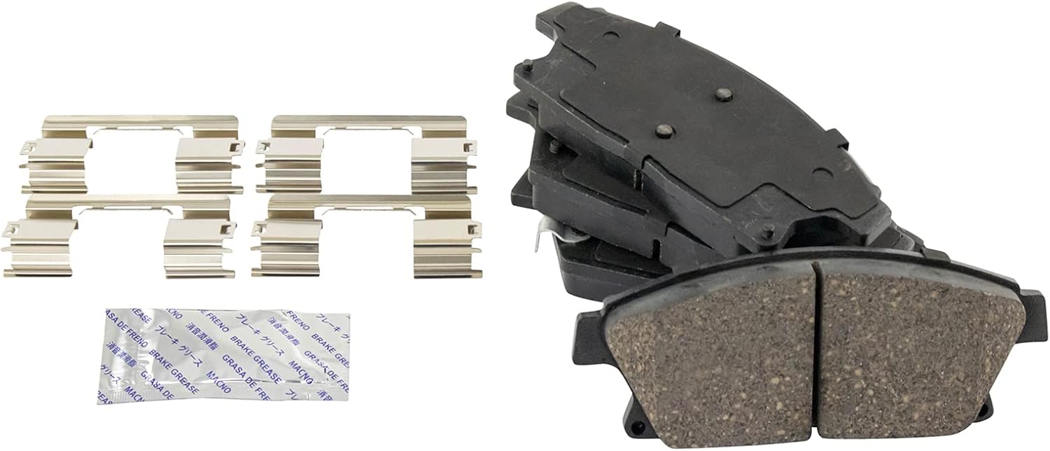 TRQ Kit de pastillas de freno delantero y rotor, kit químico de freno, pastillas de freno, rotor de freno, cerámica premium, recubierto G,