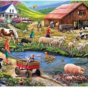 Bits and Pieces Rompecabezas de 1000 piezas para adultos  Agujero de riego  Animales de granja, rompecabezas de granero por la artista Mary Bits and Pieces Rompecabezas de 1000 piezas para adultos  Agujero de riego  Animales de granja, rompecabezas de granero por la artista Mary
