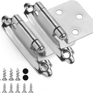 homdiy 25 pares (50 unidades) de bisagras de gabinete de níquel cepillado con cierre automático para gabinetes de cocina, bisagras superpuestas de homdiy 25 pares (50 unidades) de bisagras de gabinete de níquel cepillado con cierre automático para gabinetes de cocina, bisagras superpuestas de