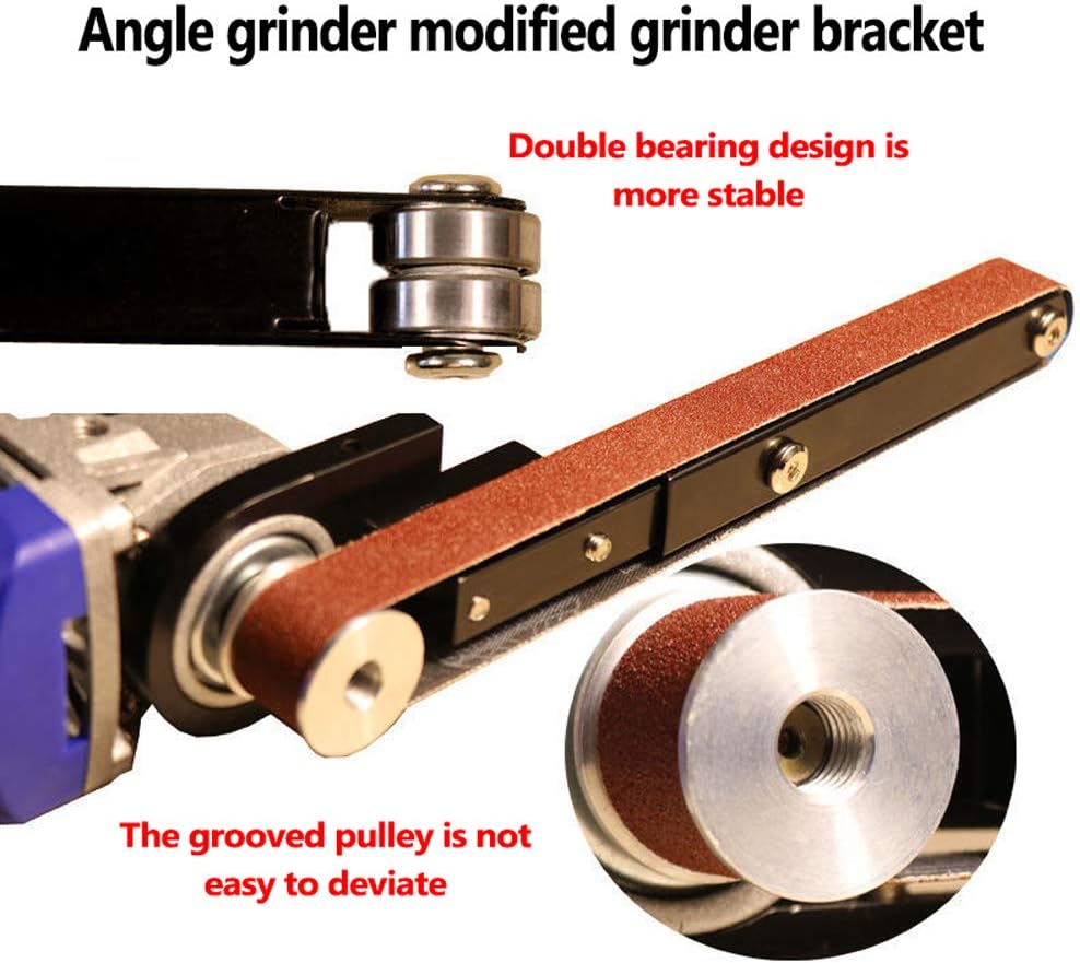 HUIOP Amoladora angular modificada, amoladora angular Máquina de banda de arena modificada para carpintería Máquina de cinturón de arena Mini