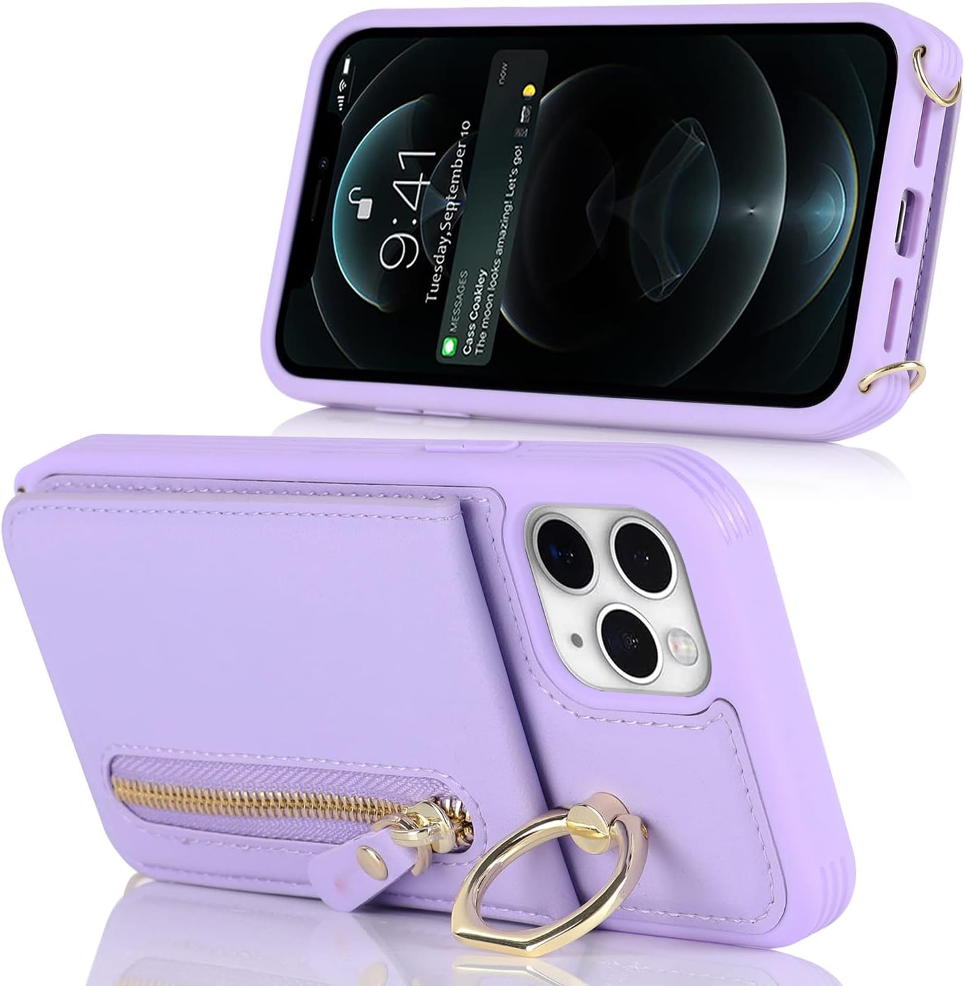 Funda para iPhone 11 Pro Max con tarjetero para mujer, iPhone 11 Pro Max, con correa y ranuras para tarjetas de crédito, cruzado con cremallera y