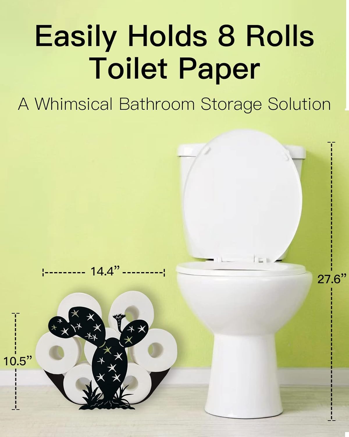 Gojoamoy Soporte de papel higiénico de cactus, decoración de metal, 8 rollos de almacenamiento de papel higiénico, cesta de pañuelos independiente,