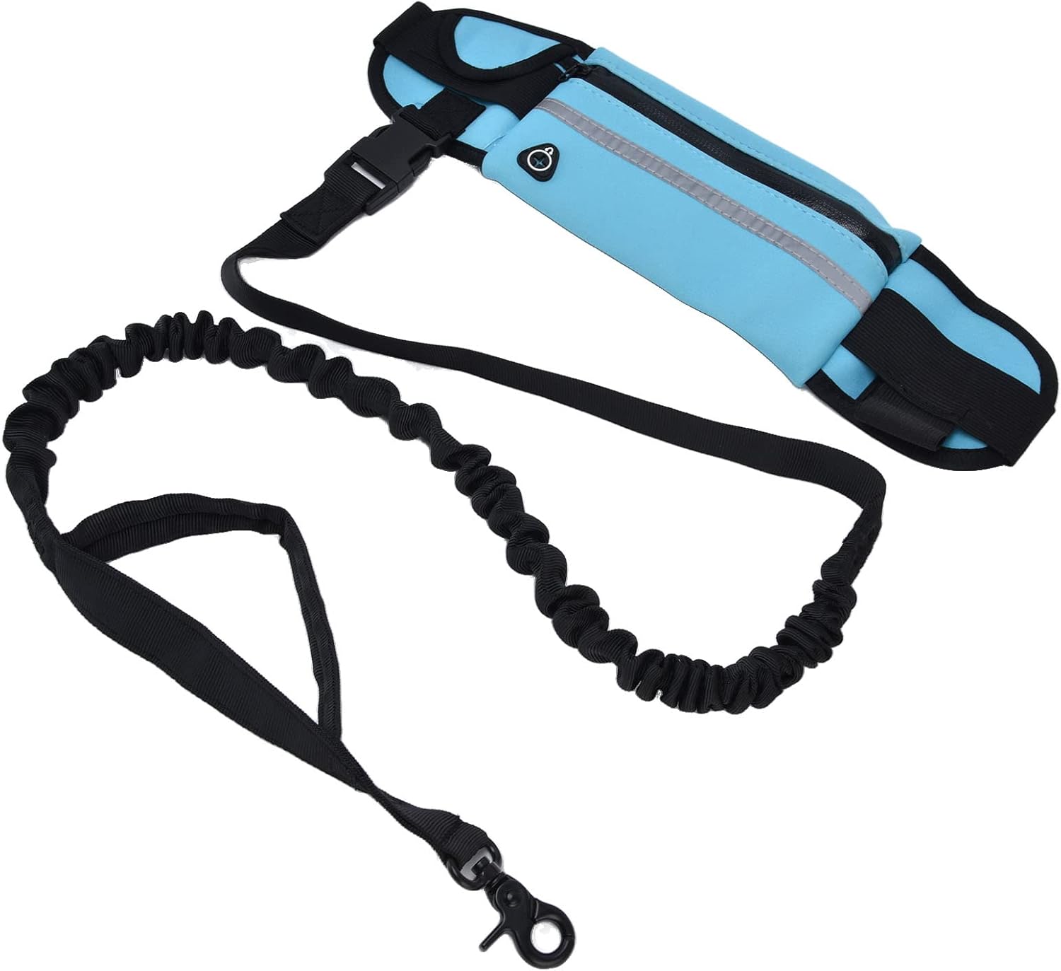 Correa de manos para perro con bolsa de cremallera para cachorro Cinto Correr, elástica duradera con tiras reflectantes, cinturón ajustable para