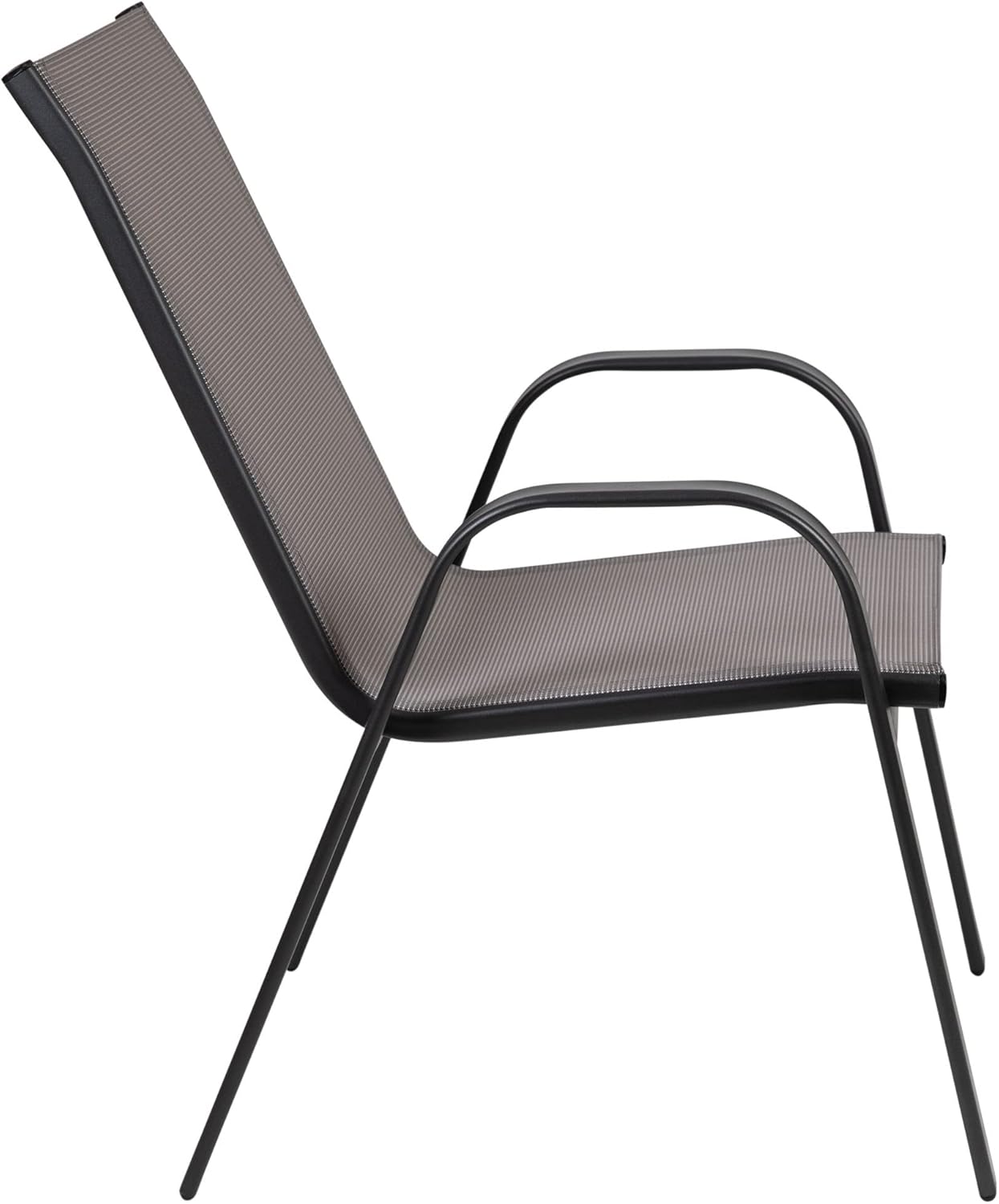 Flash Furniture 2 sillas apilables Flex Comfort, mesa redonda de vidrio templado de 23.75 pulgadas, color gris