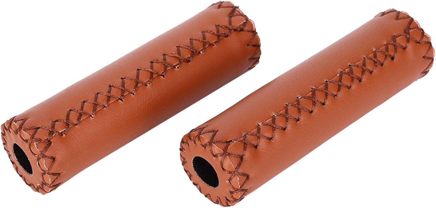 1 par de empuñaduras de manillar de bicicleta, empuñaduras retro de cuero sintético para manillar de bicicleta, empuñaduras para MTB BMX, bicicleta