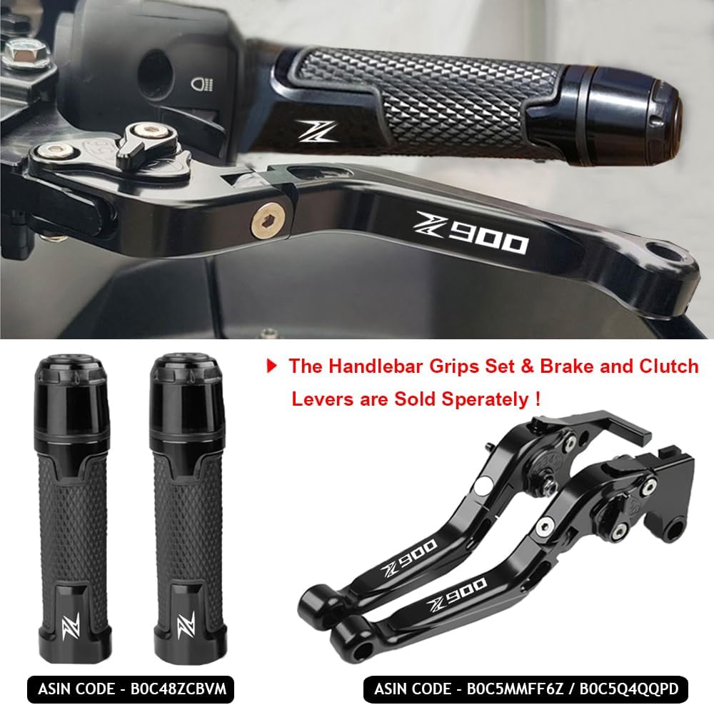 Juego de 2 extremos de agarre para manillar de motocicleta con K-awasaki Ninja Z900 Z650 Z750 Z800 Z400 Z1000 ZZ250 ZX-6R ZX-10R (0.866 in 78″-Negro)