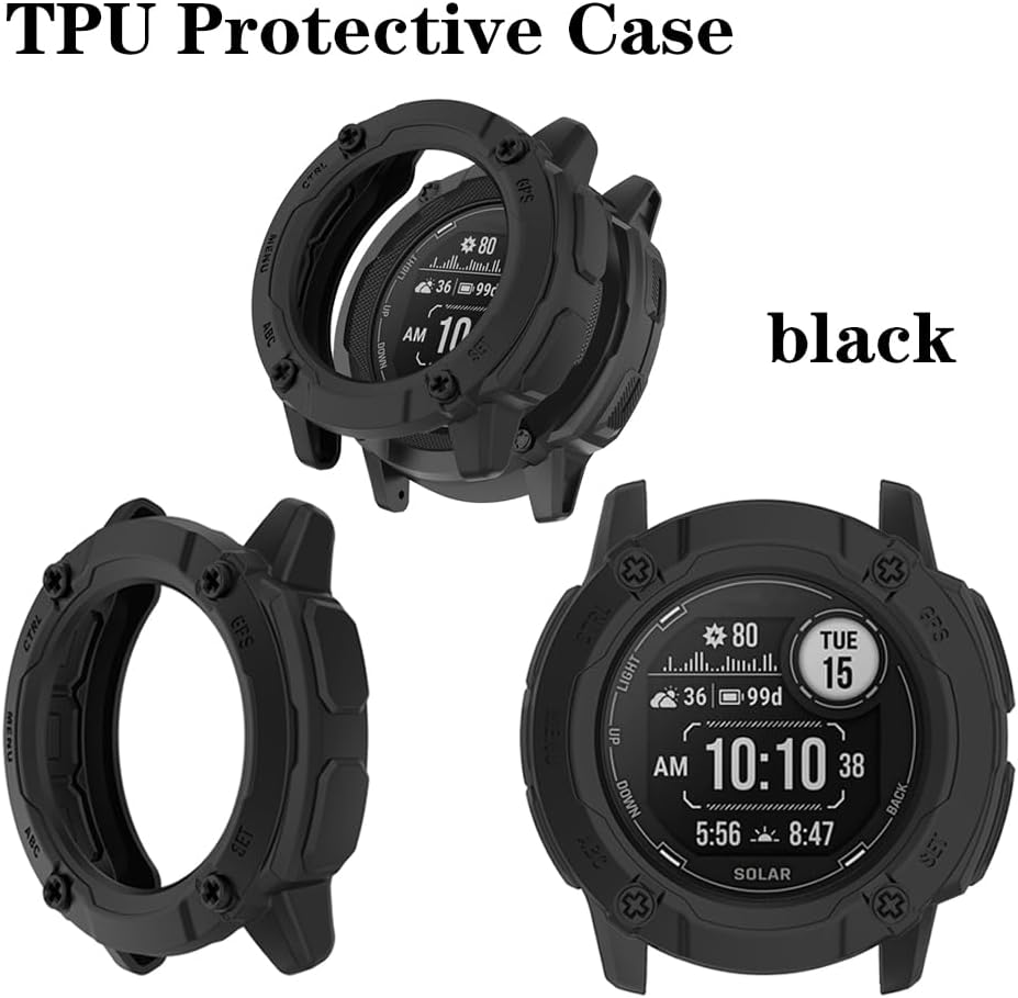 Protector de pantalla de reloj (3+1 unidad) compatible con Garmin Instinct 2x Solar, película de vidrio templado, antiarañazos, cobertura completa