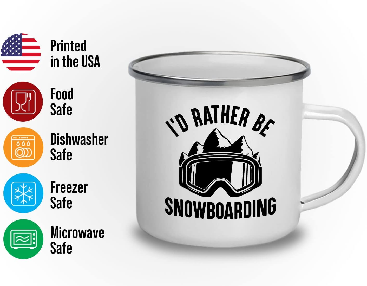 Taza de snowboard para cámper de 12 onzas  id rather be  Gafas de esquí, snowboard, esquí, snowboard, regalo para esquiadores, senderismo, montaña,