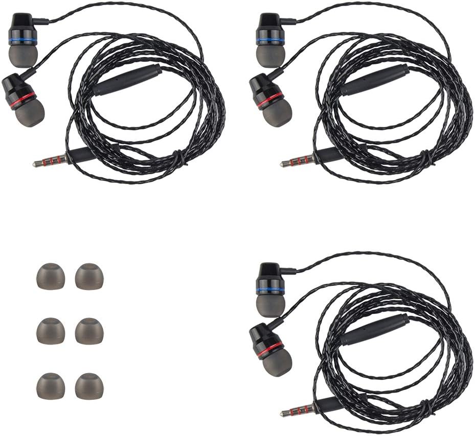 Paquete de 3 auriculares con control remoto y micrófono, auriculares findTop in ear de latón, aislamiento de ruido, sin enredos, para teléfonos