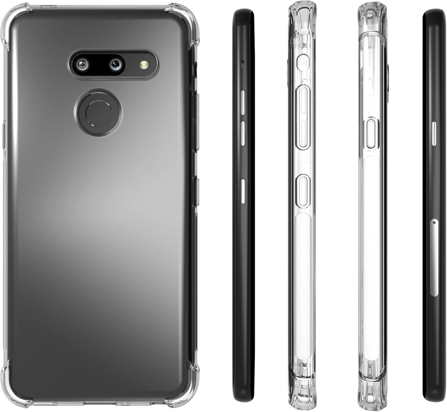 Funda para LG G8 ThinQ Clear TPU Cuatro Esquinas Cubierta Protectora Transparente Suave