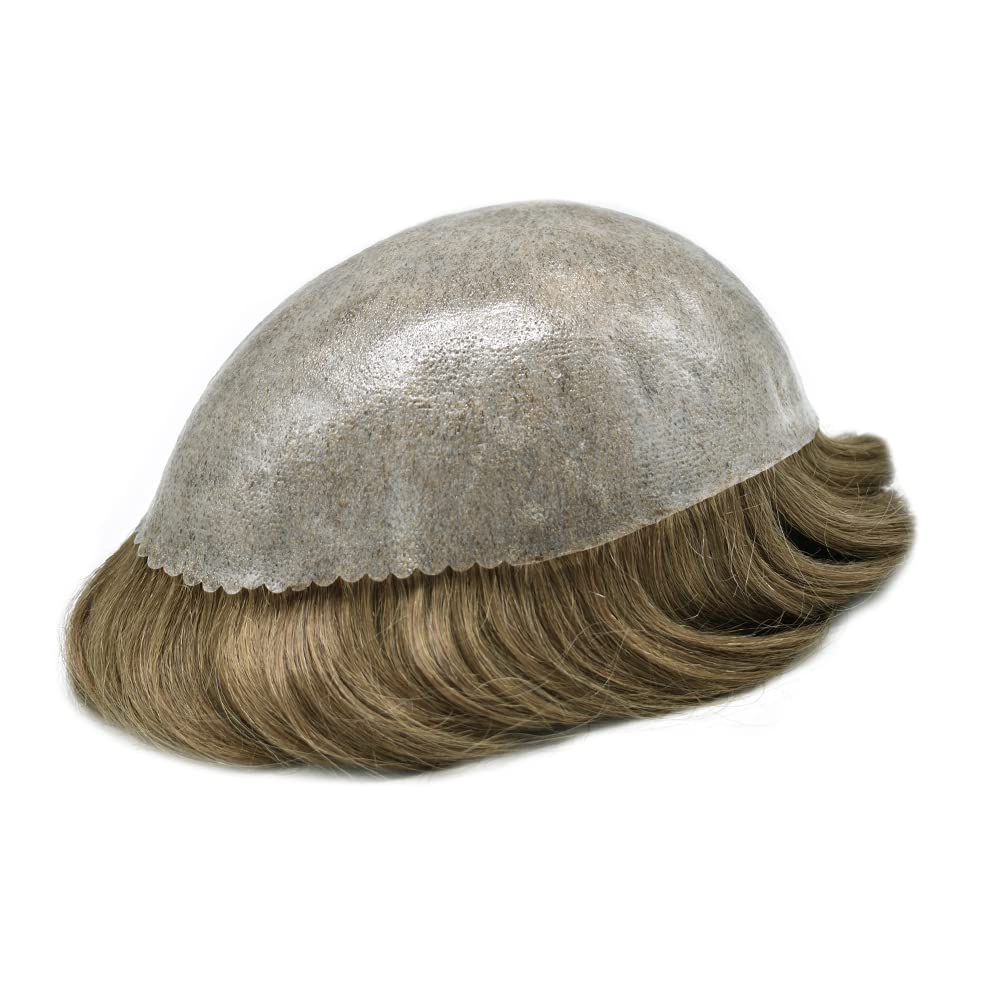 Sistema de cabello para hombres, Toupee, piezas de cabello humano para hombres, tupé de polietileno completo para hombres inyección de PU para