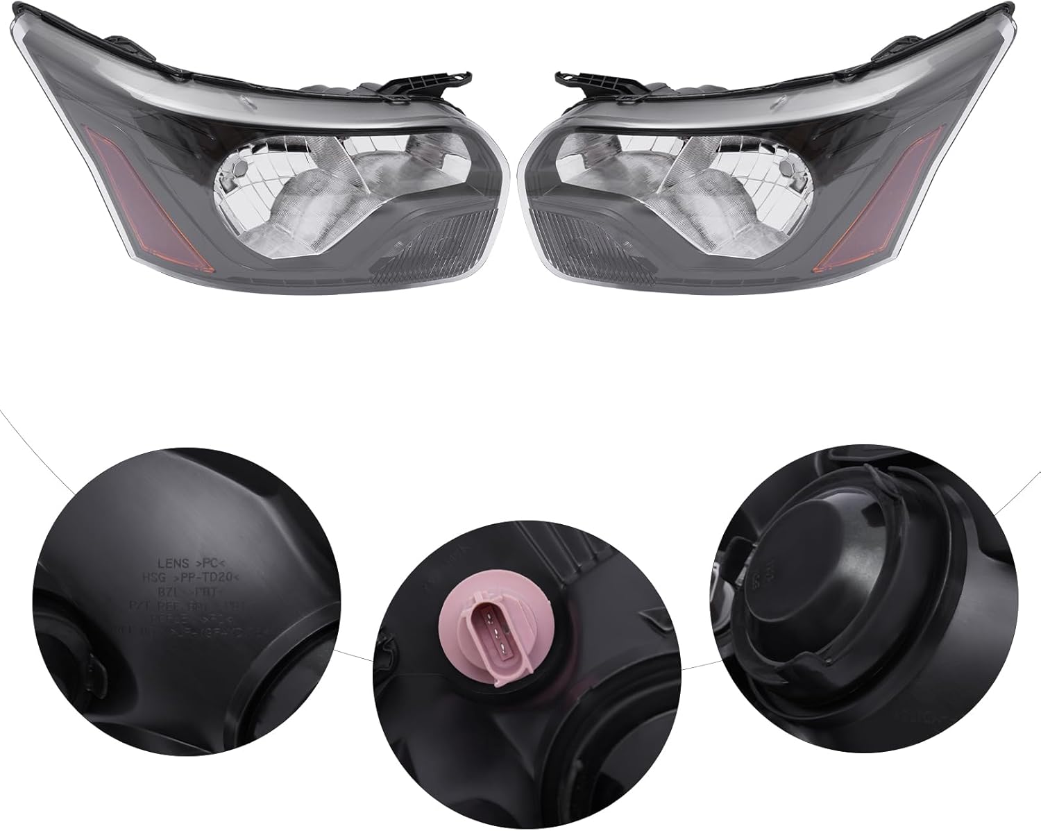 Faros delanteros halógenos compatibles con Ford Transit 150-350HD 2015-2022, montaje de faros delanteros CK4Z-13008-L CK4Z-13008-J (lado del