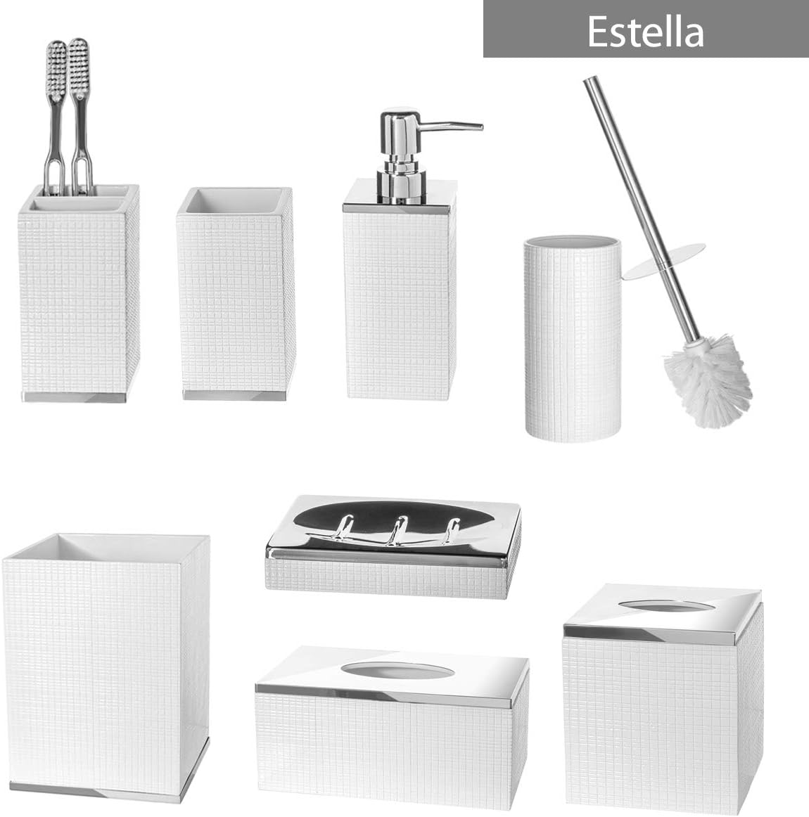 Creative Scents Soporte para cepillos de dientes blanco  Soporte para cepillo de dientes y pasta de dientes para baño familiar  Vaso decorativo para