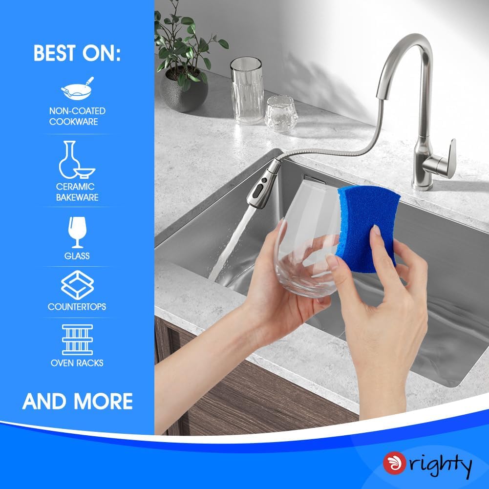 Orighty Paquete de 24 esponjas de celulosa antiarañazos, esponjas de cocina para cocina, baño y hogar, esponjas de doble cara para platos, esponjas