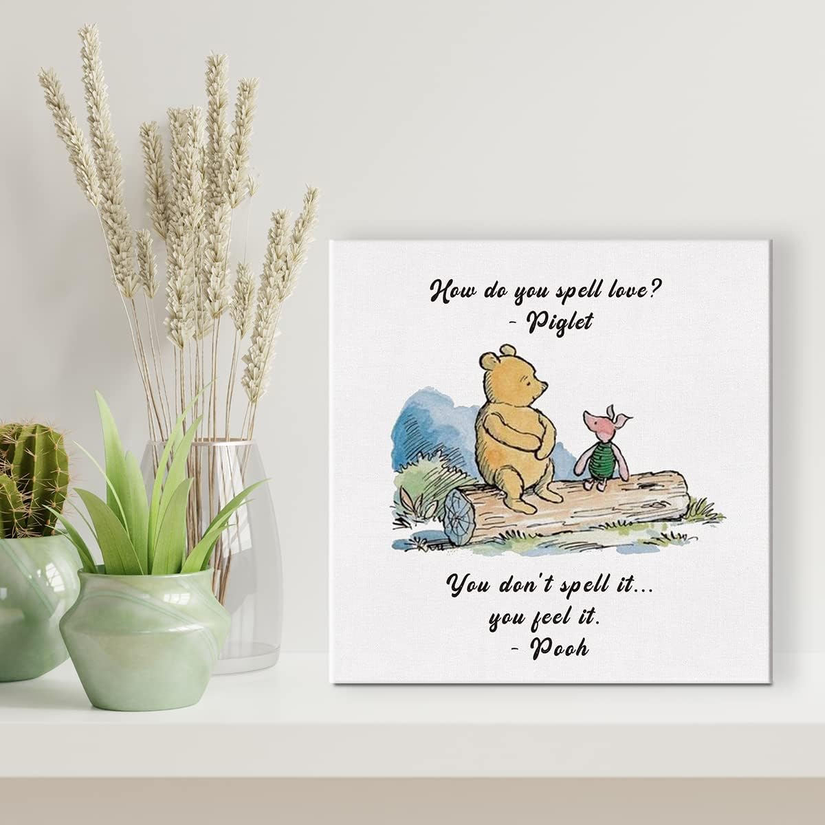 Lienzo decorativo clásico de Winnie the Pooh con frase de amor con texto en inglés “How Do You Spell Love”, cuadros enmarcados, carteles listos para