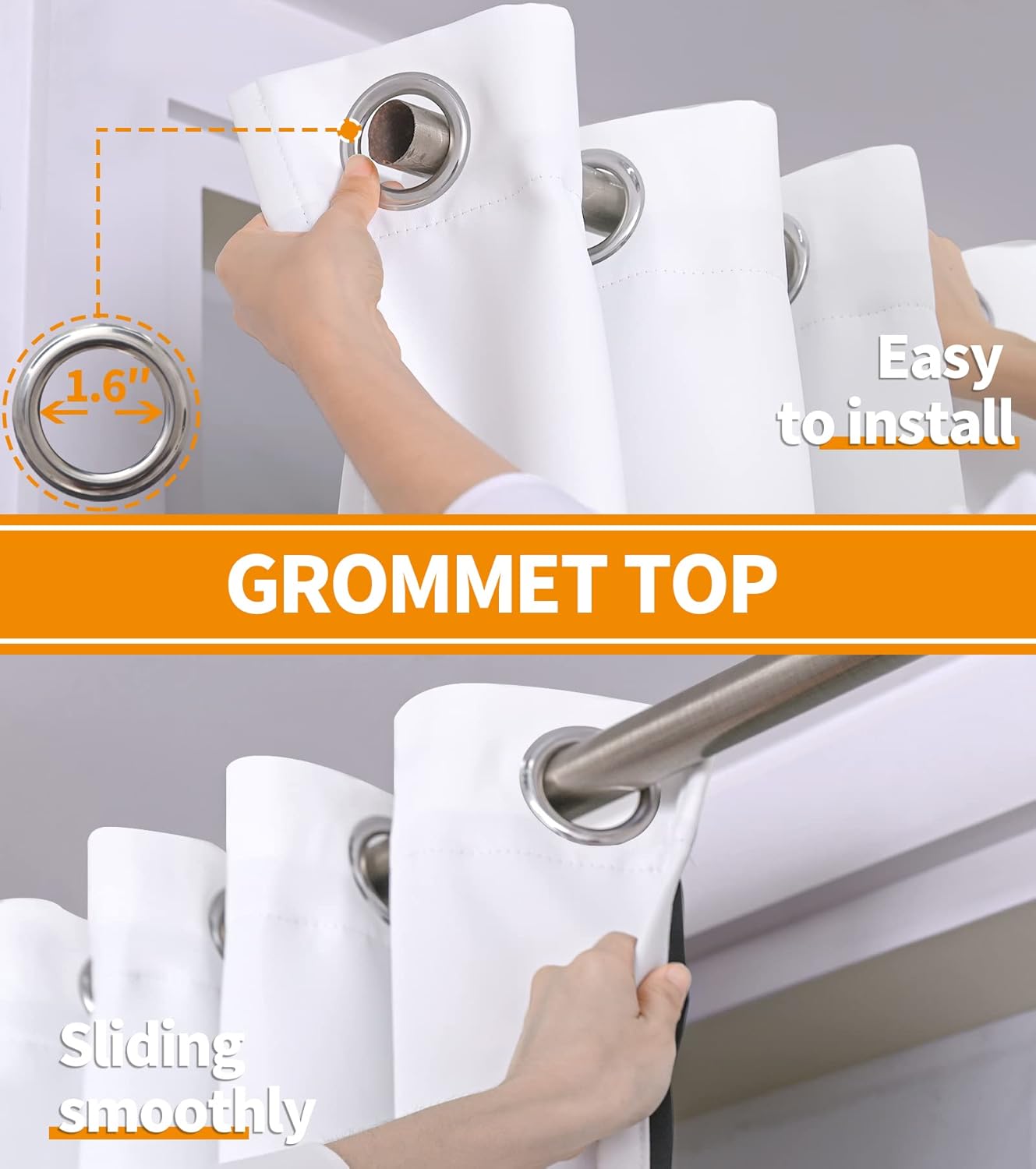 YoungsTex Cortinas 100% opacas de color blanco puro para sala de estar de 84 pulgadas de largo, 2 paneles de 2 capas gruesas con aislamiento