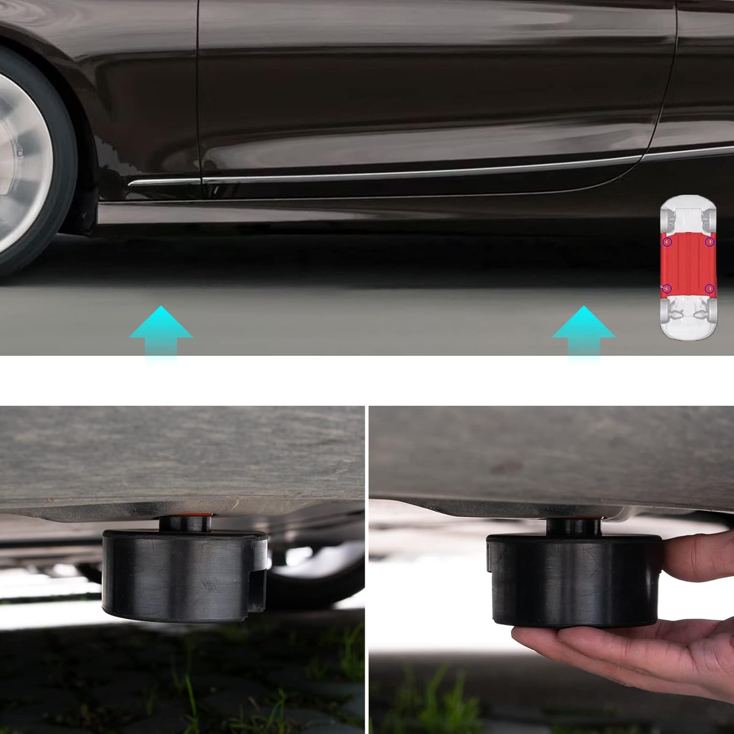Adaptador de gato de elevación de goma para coche, adaptador de soporte de chasis adecuado para Tesla Model 3 Y Model S Model X Accesorios