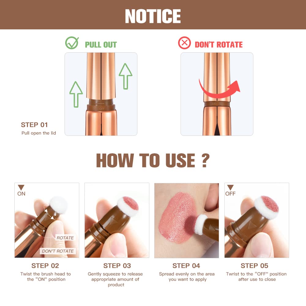 YU KUI LX Lápiz de belleza líquido resaltador, maquillaje iluminador, varita iluminadora, barra de belleza líquida con aplicador de cojín para