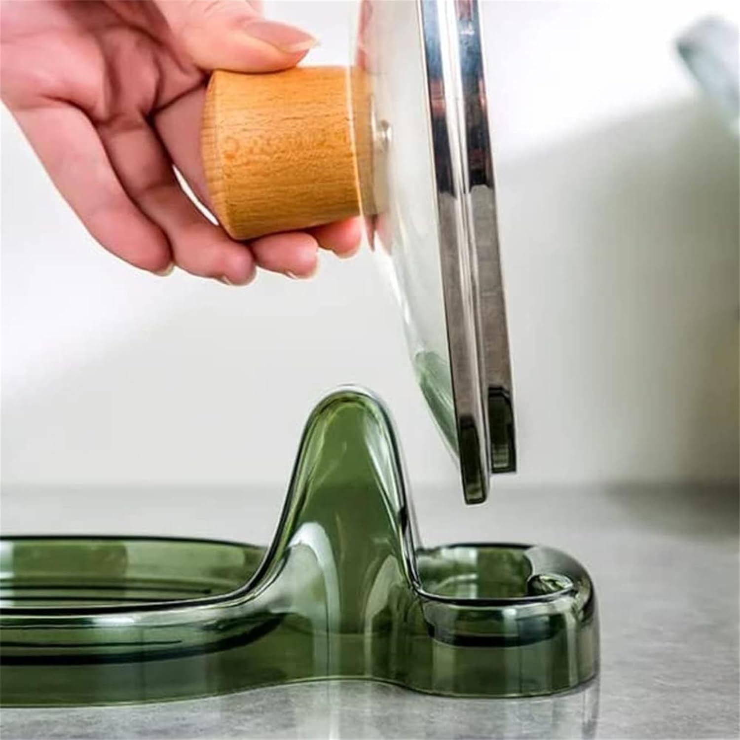 Espátula de cocina multifunción, soporte para espátulas de cocina, soporte para cuchara con soporte para tapa, soporte de cuchara de plástico de