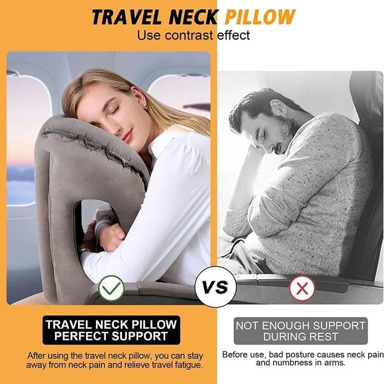 JAYL – Almohada inflable de viaje, mejora el sueño, la cabeza y el apoyo lumbar, alivia las molestias del cuello y los hombros, almohada inflable