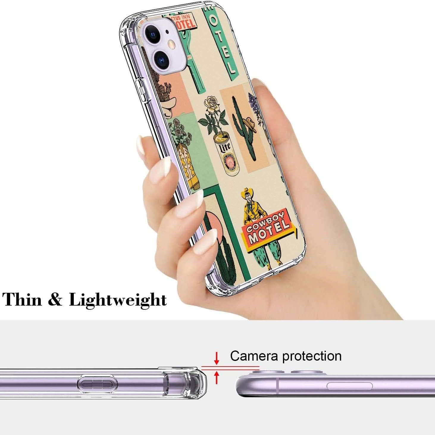 Funda protectora estética de estilo retro vintage para iPhone 11, diseño moderno de cactus occidental, TPU a prueba de golpes, funda para iPhone