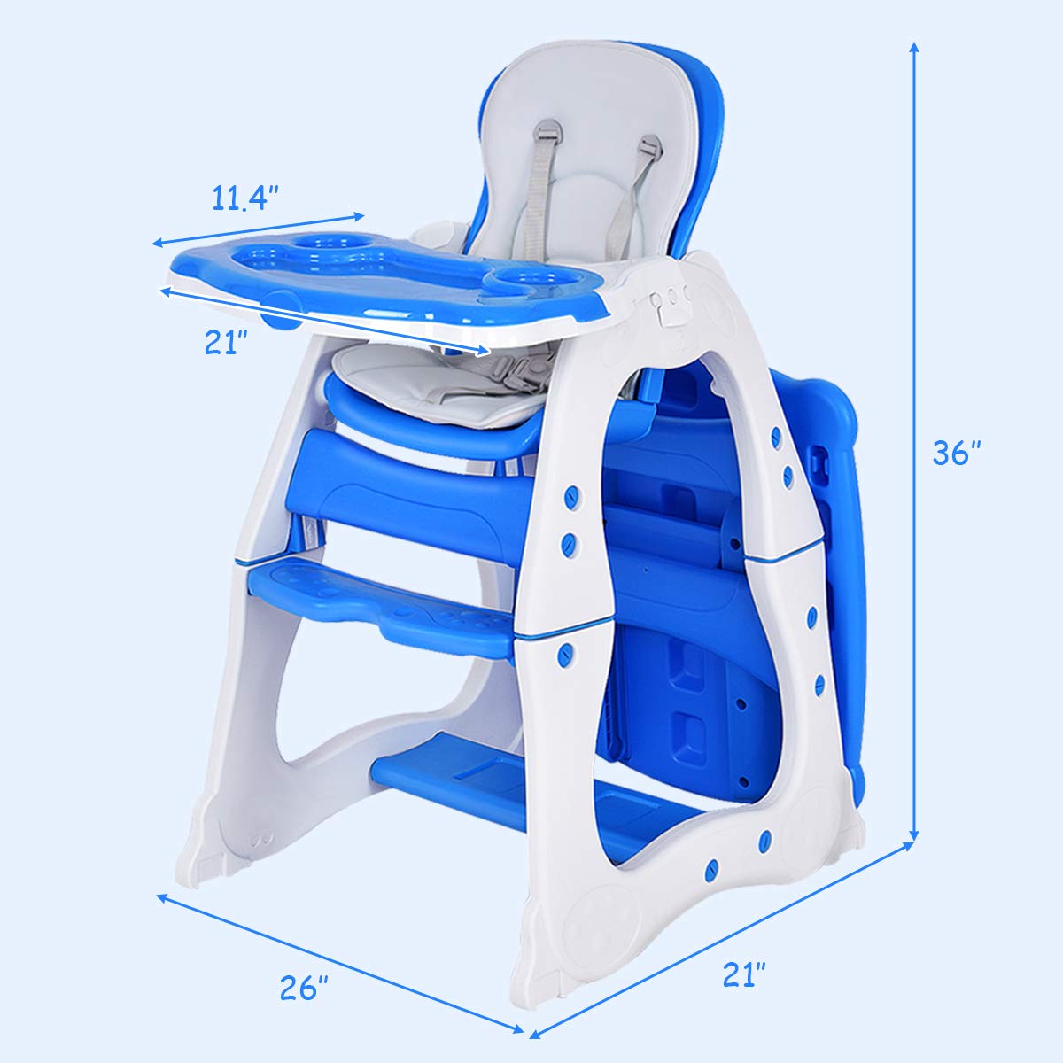 HONEY JOY Silla alta 5 en 1, silla alta convertible para bebés y niños pequeñosjuego de sillas de mesaasiento elevadorsilla para niños pequeños con