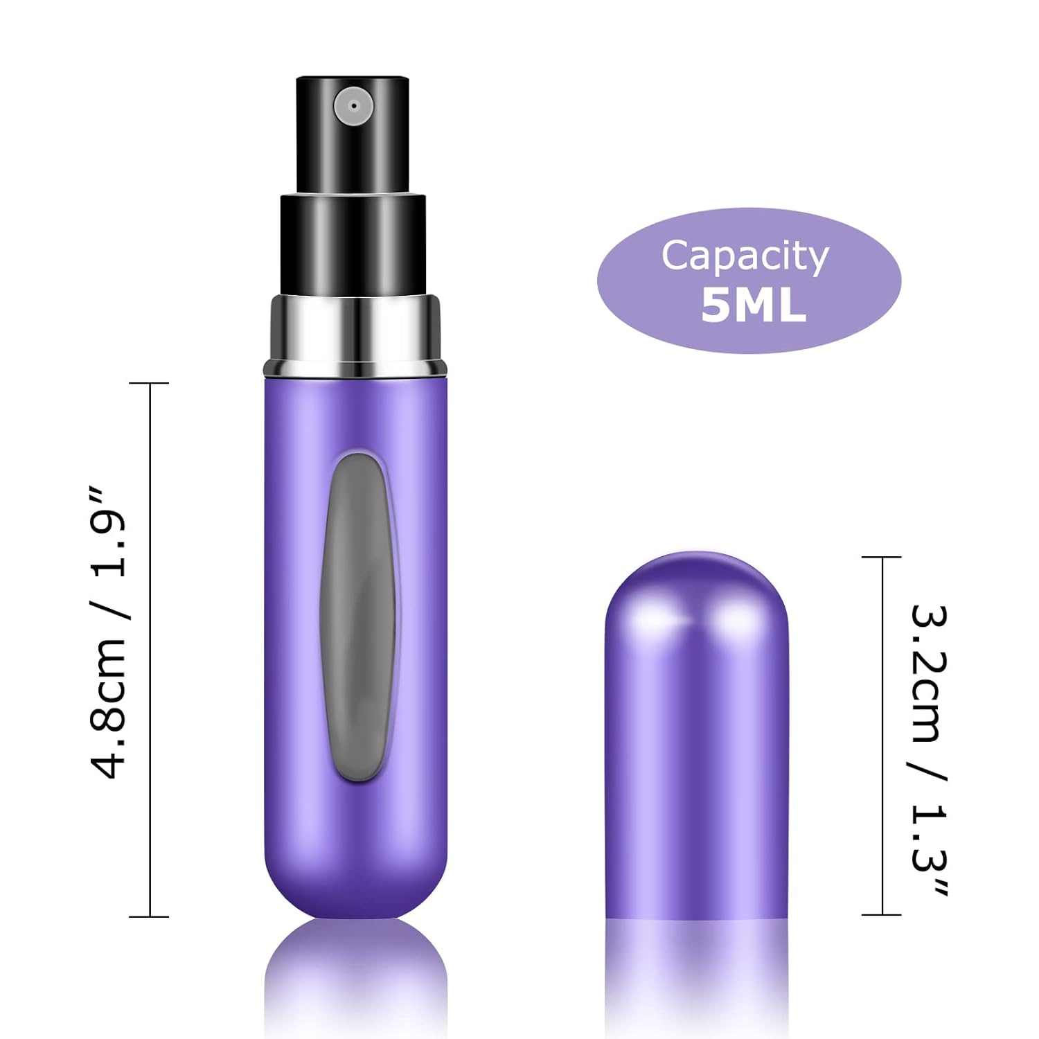 Fivexing 2 botellas de atomizador de perfume recargables, mini botella de perfume separada portátil, cajas de aerosol dispensadoras de viajes y