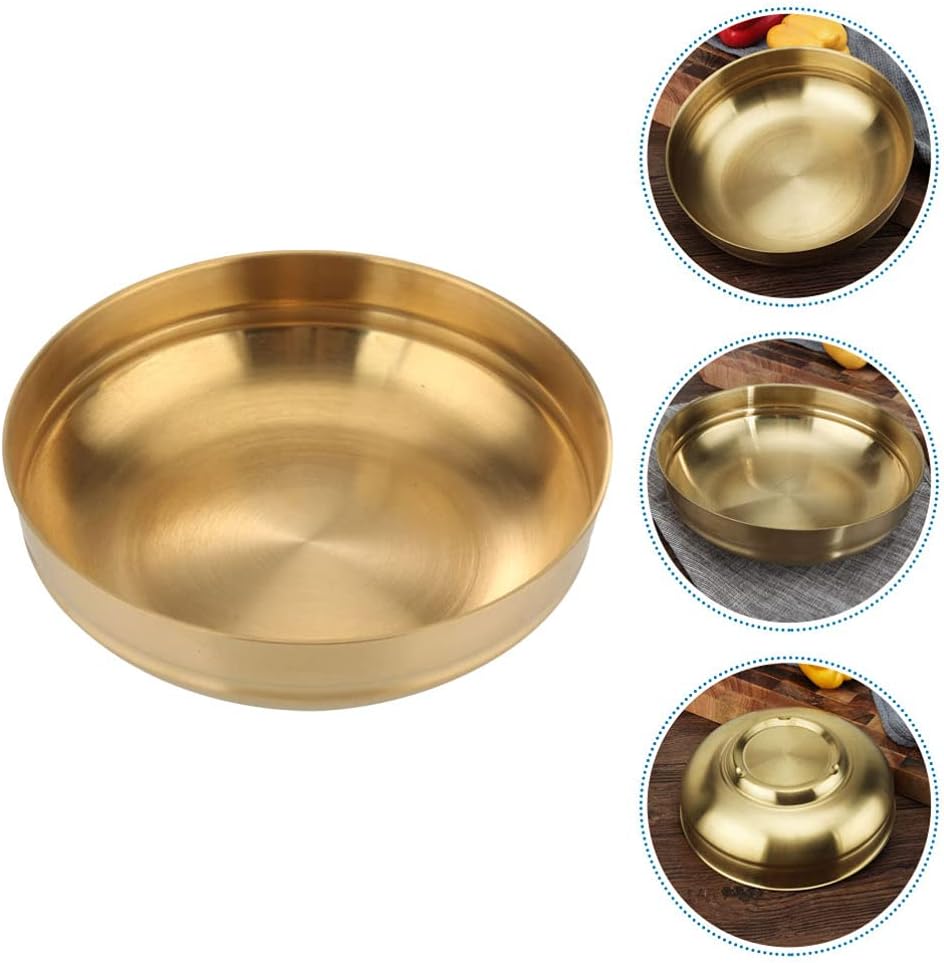 Hemoton Cuenco de acero inoxidable coreano Bibimbap Tazón de arroz de metal Tazón de cereales Tazón de servir para sopa Arroz Helado Bocadillos