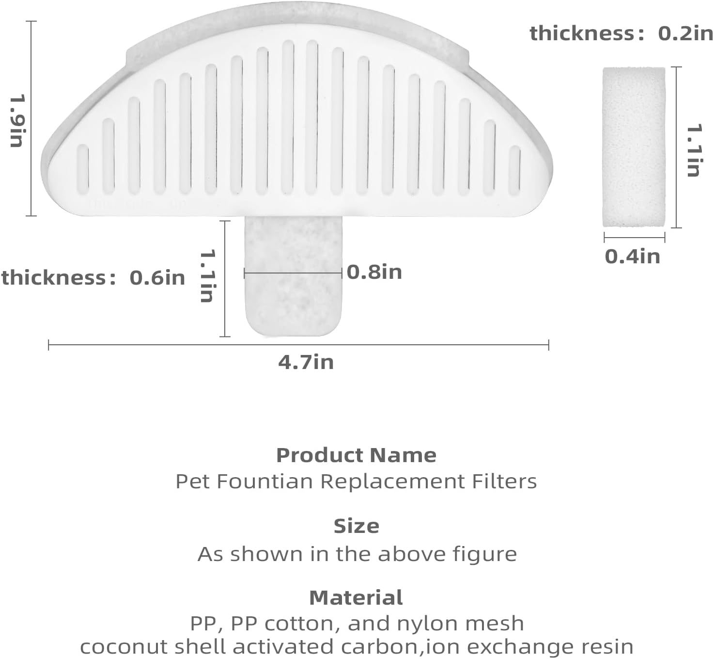 Paquete de 3 filtros de fuente de agua para gatos compatibles con dispensador de agua para gatos, fuente de agua para gatos de 67 onzas2 litros,