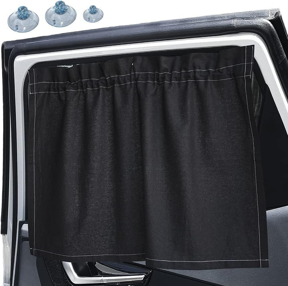 Parasol para ventana lateral de automóvil, con triple ventosa, lavables a máquina, con áglet de cuerda duradera, tela natural, fácil instalación