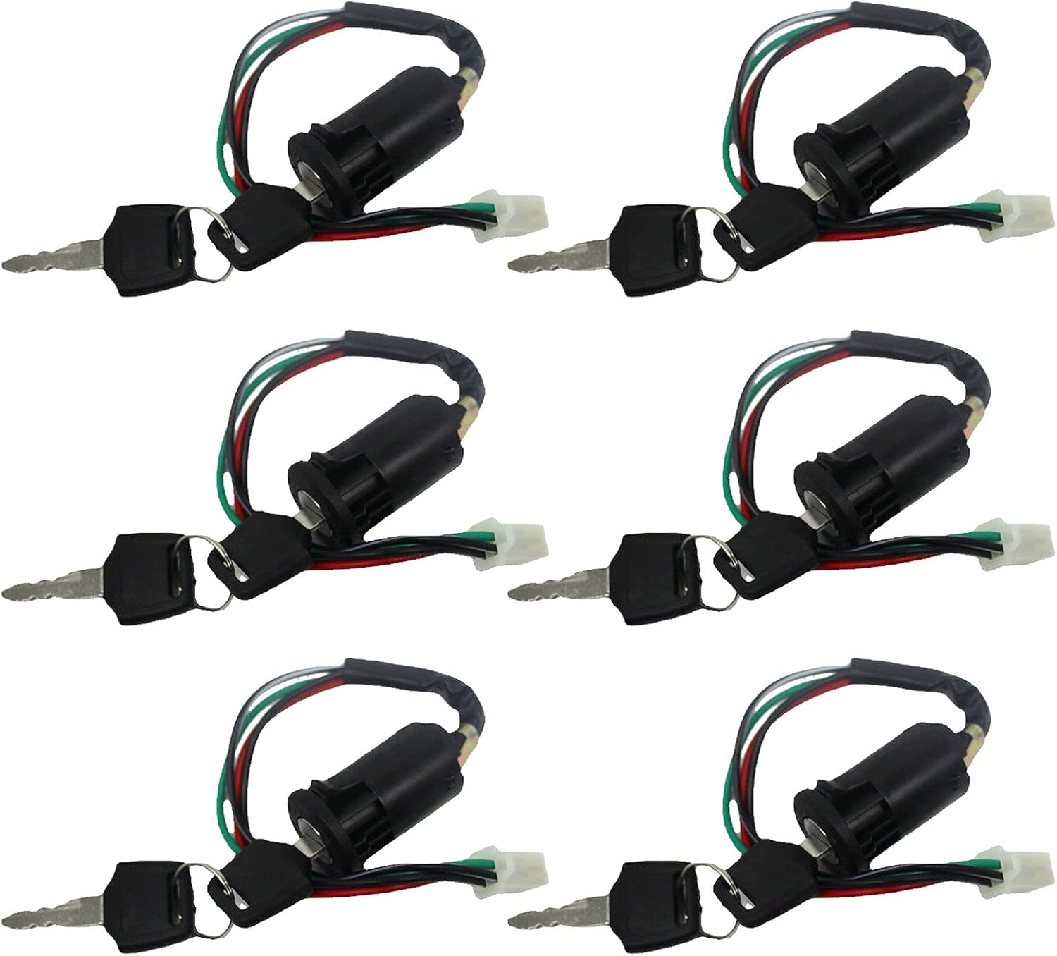 Juego de 6 interruptores de llave de encendido, 4 pines para chino 50cc 70cc 90cc 110cc 125cc 150cc 250cc ATV Dirt Bike Quad Go Kart ciclomotor