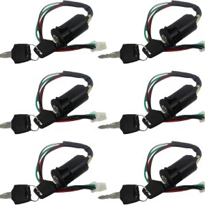 Juego de 6 interruptores de llave de encendido, 4 pines para chino 50cc 70cc 90cc 110cc 125cc 150cc 250cc ATV Dirt Bike Quad Go Kart ciclomotor Juego de 6 interruptores de llave de encendido, 4 pines para chino 50cc 70cc 90cc 110cc 125cc 150cc 250cc ATV Dirt Bike Quad Go Kart ciclomotor