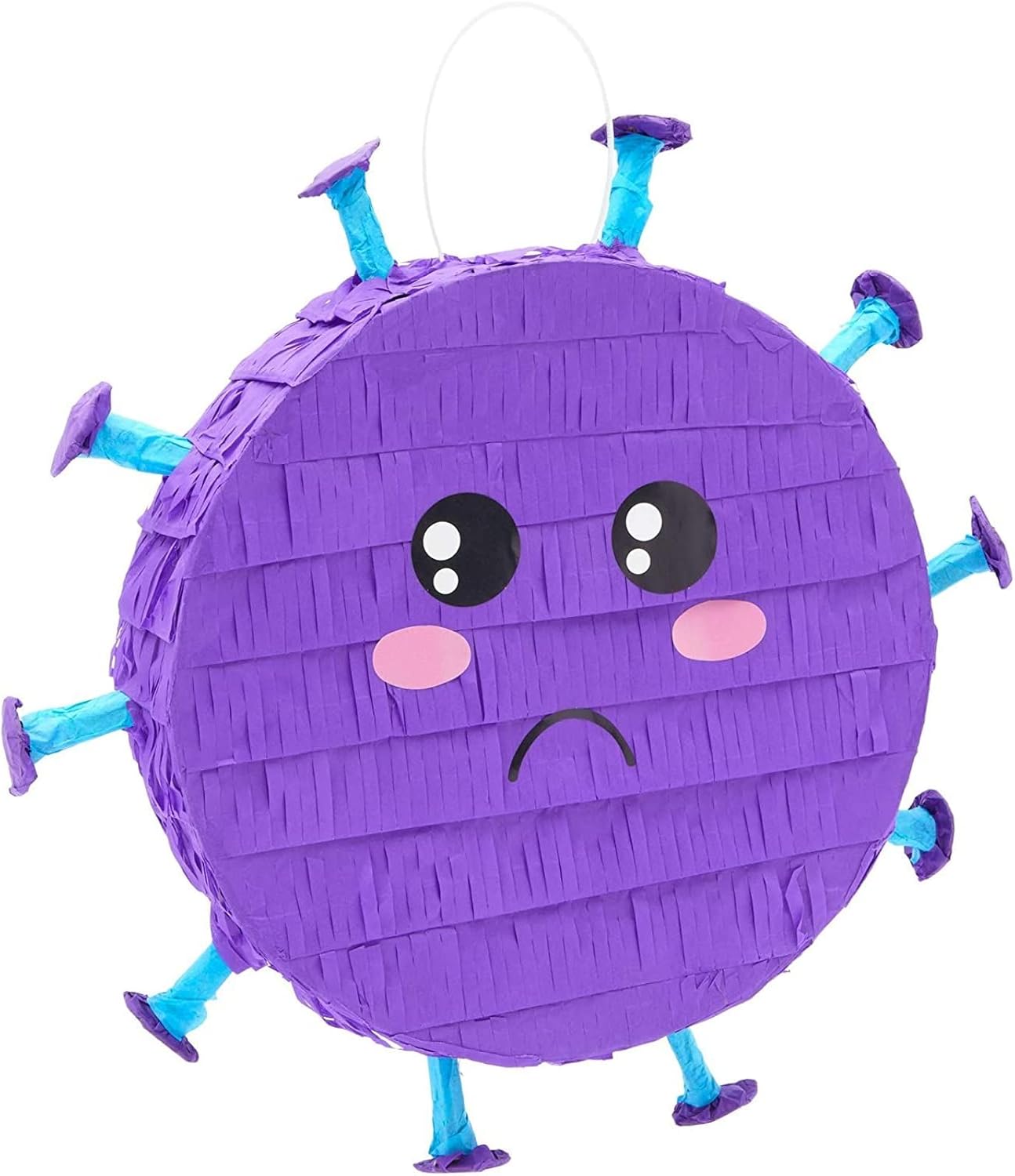 Piñata pequeña redonda morada para fiestas en casa