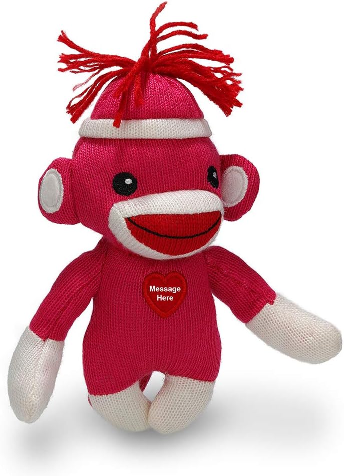 Plushland Personaliza el adorable mono calcetín, el original juguete de peluche tradicional tejido a mano, regalo para niños, bebés, adolescentes,