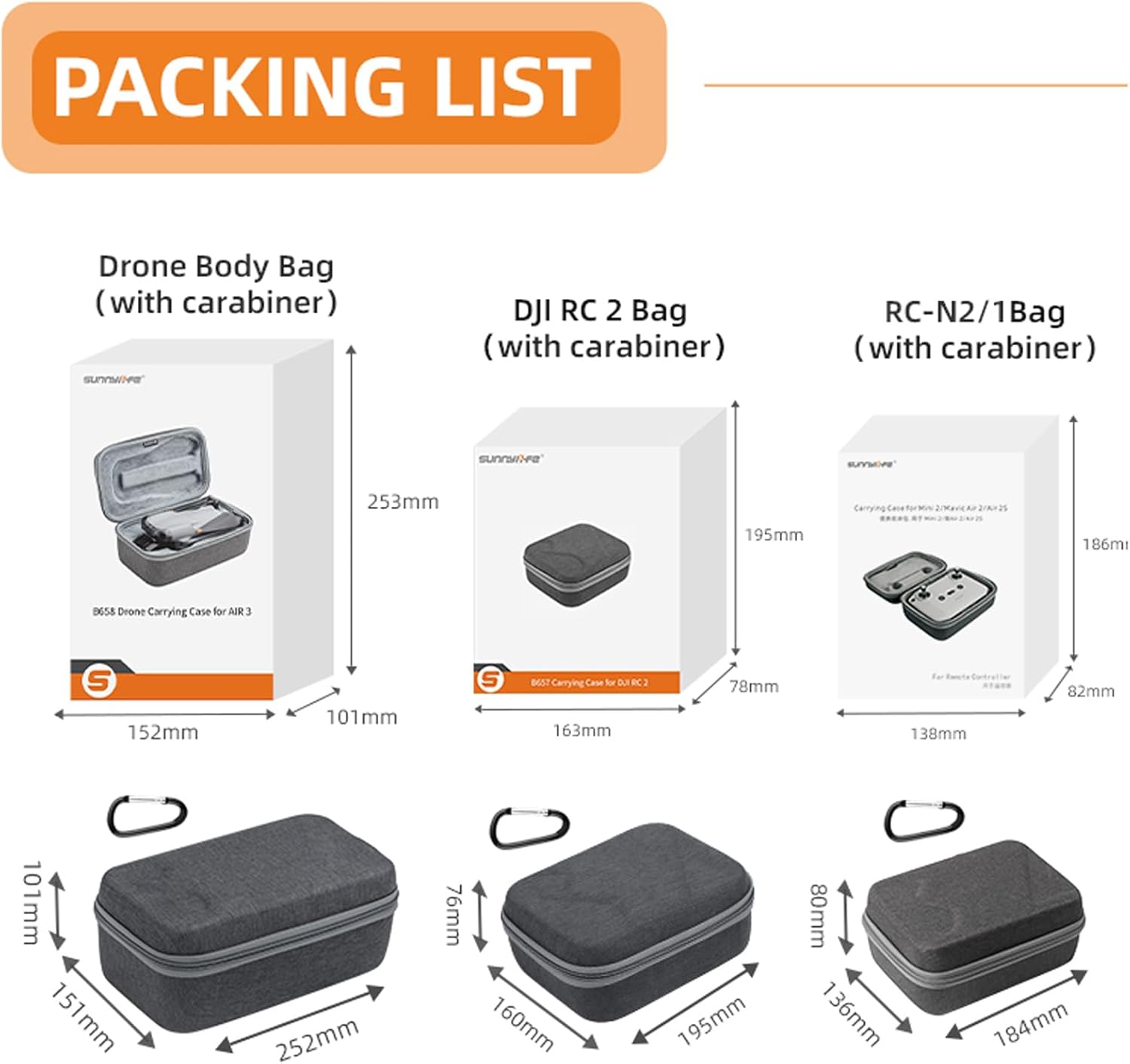 Funda de transporte multifuncional para DJI Air 3Mavic Air 3, para DJI RC 2RC-N1RC-N2, bolsa de almacenamiento de mano, juego cruzado de mano, caja