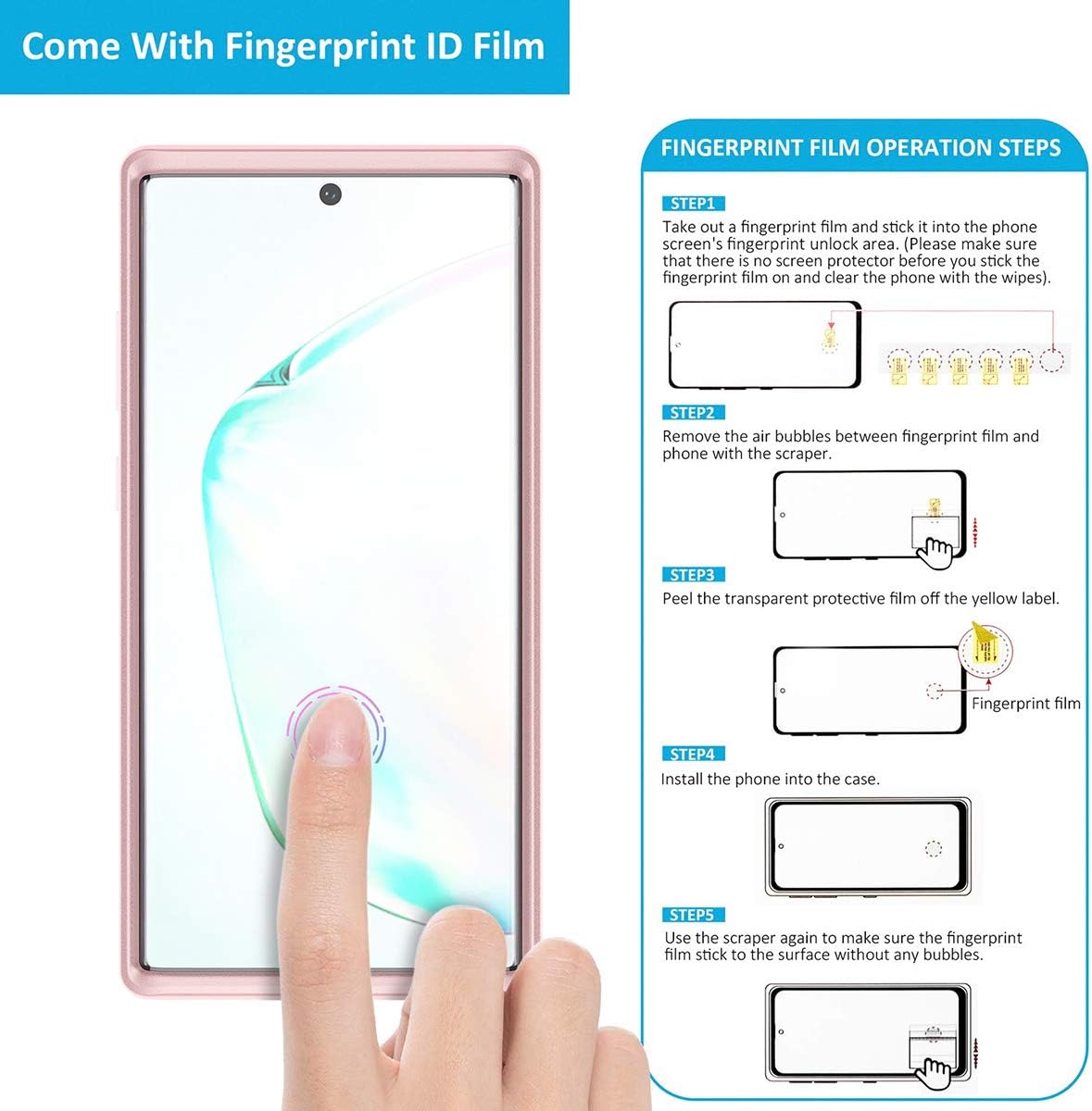SURITCH Funda para Galaxy Note 10 Plus, protector de pantalla integrado Mármol de oro rosa, carcasa suave a prueba de golpes, resistente, híbrida de