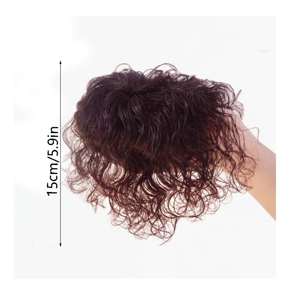 Pieza de peluca de cabello natural con clip, estilo francés, para adelgazar, uso diario (color marrón)